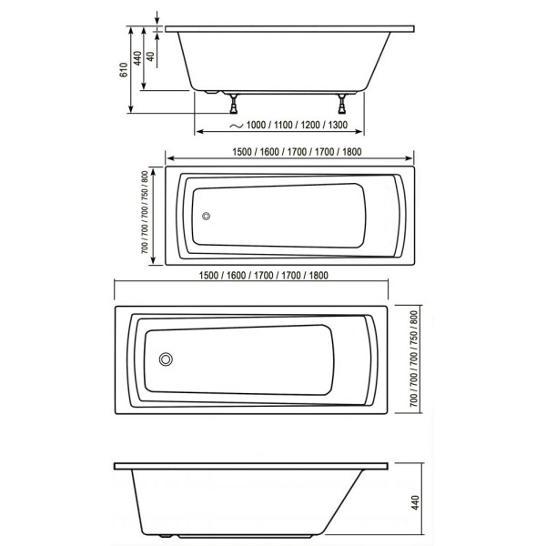 Ванна акриловая Ravak 160x70x61 белая (C621R00000)