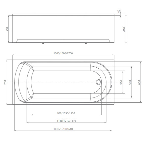 Ванна акриловая Акватек ECO-Friendly Ника 160x75 без гидромассажа Ванна акриловая Акватек ECO-Friendly Ника 160x75 без гидромассажа