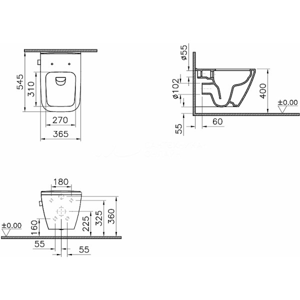Унитаз подвесной Vitra Integra Square 54 см, безободковый с функцией биде и встроенным смесителем (7082B003-7209) Унитаз подвесной Vitra Integra Square 54 см, безободковый с функцией биде и встроенным смесителем (7082B003-7209)