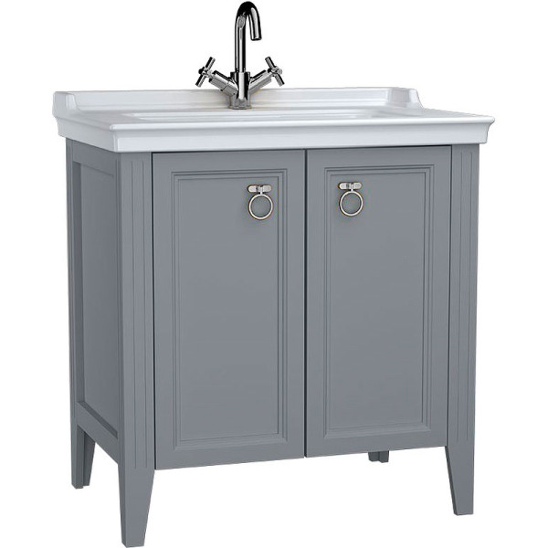 Тумба напольная Vitra Valarte 80 см с раковиной, с дверцами, серый матовый (62154) Тумба напольная Vitra Valarte 80 см с раковиной, с дверцами, серый матовый (62154)