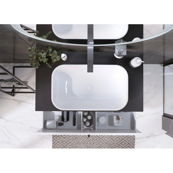 Тумба подвесная 1Marka Desire 900x500x487 белый + черная столешница (Ц0000026591)