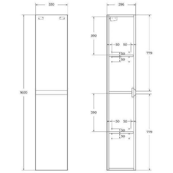 Пенал подвесной BelBagno Kraft 330x300x1600 Cemento Grigio/матовый (KRAFT-1600-2A-SC-CG-R)