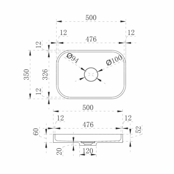 Раковина накладная ABBER Stein 50x35 белая (AS2602)