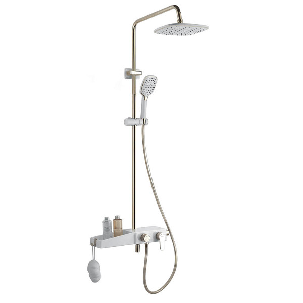 Душевая система Azario с поворотным изливом белый/золото (AZ-801-1)