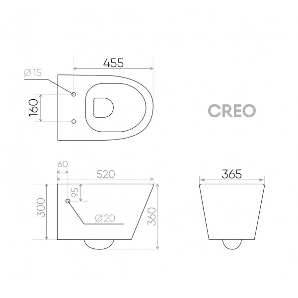 Унитаз подвесной Creo  Creo  с сиденьем микролифт (COMBO CR1100R)