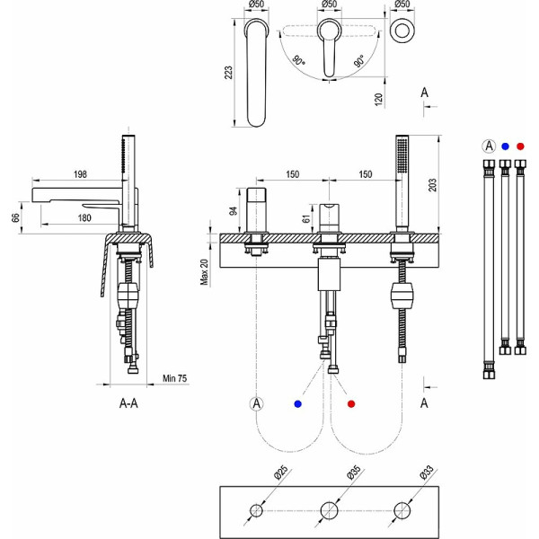 Смеситель для ванны и душа Ravak каскадный PU 026.00 (X070142)