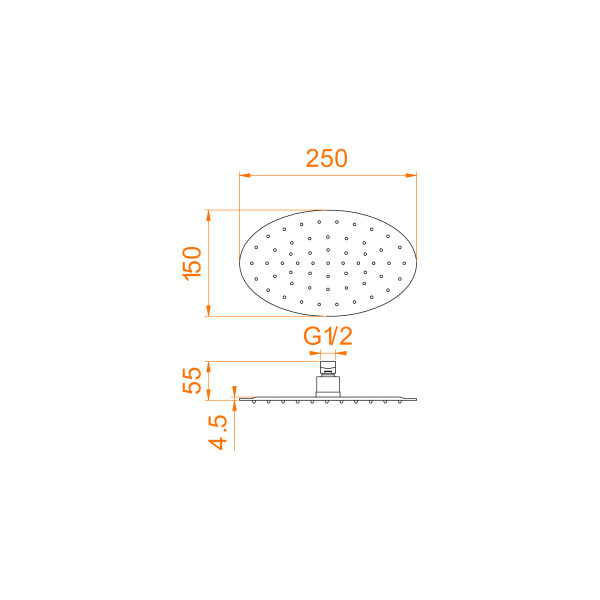 Верхний душ RGW Shower Panels 25x15 хром (21148325-01)