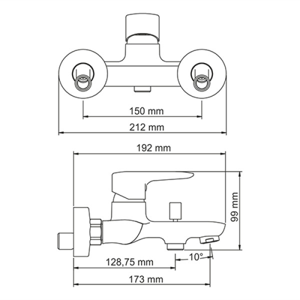 Смеситель для ванны и душа WasserKRAFT Vils 5601 с коротким изливом