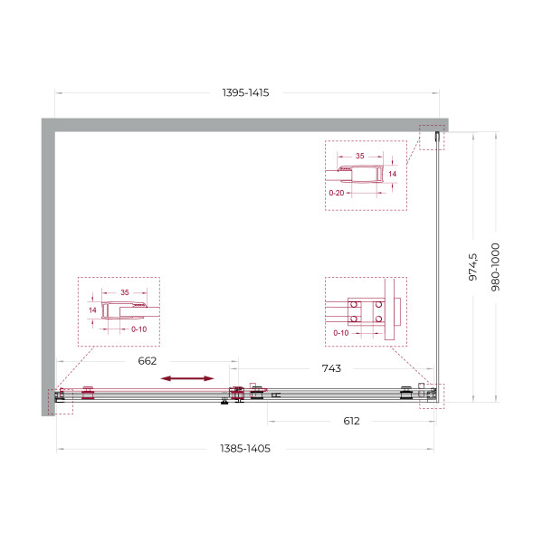 Душевой уголок BelBagno Soft Close-2 140x100x200 стекло прозрачное, профиль оружейная сталь матовая (SOFT_CLOSE-2-AH-1-140/100-C-GM)