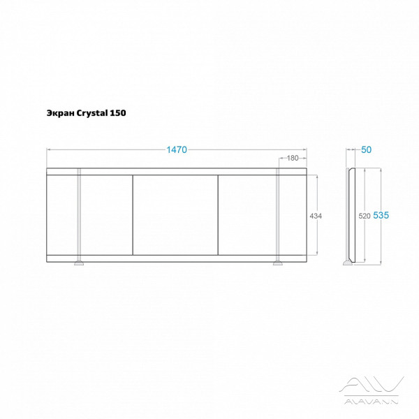 Экран фронтальный для ванны Alavann Crystal 1,5 белый Экран фронтальный для ванны Alavann Crystal 1,5 белый