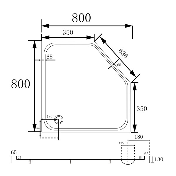 Душевой поддон Abber 80х80 белый (AD3B080)