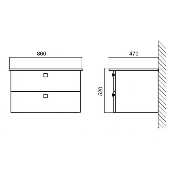 Раковина встраиваемая BelBagno Aria 860х470х170 (9085-KL)