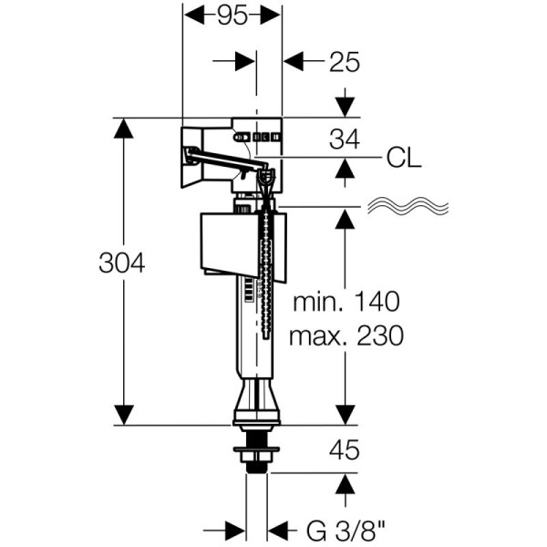 Впускной клапан Geberit Impuls Basic 340 3/8" (136.731.00.1)