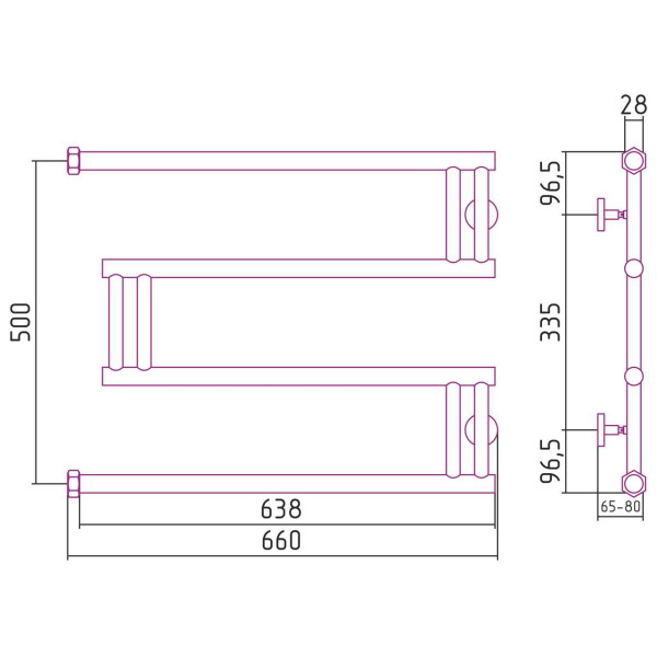 Полотенцесушитель водяной Сунержа High-Tech model M+ 500х650 белый (12-4050-5065) Полотенцесушитель водяной Сунержа High-Tech model M+ 500х650 белый (12-4050-5065)