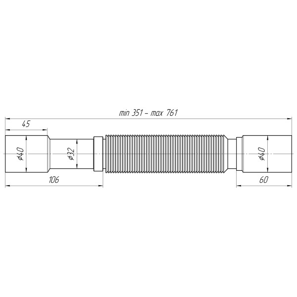 Отвод гофр. переходной 40*32/40 АНИ (351-761 мм.) АНИ пласт (K407) Отвод гофр. переходной 40*32/40 АНИ (351-761 мм.) АНИ пласт (K407)