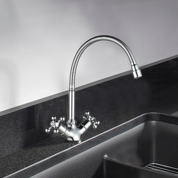 Смеситель для кухни Wesnaart Rassvet с гибким изливом хром (RAS02-180) Смеситель для кухни Wesnaart Rassvet с гибким изливом хром (RAS02-180)