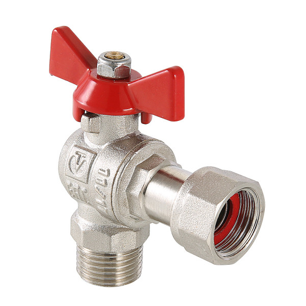 Кран угловой 1/2"х3/4" ВН шаровый с накидной гайкой Valtec (красная бабочка) VT.267.N.0405