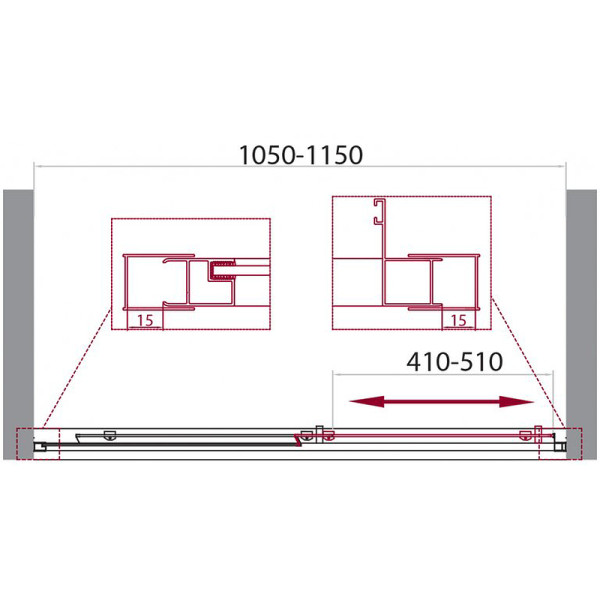Душевая дверь BelBagno Unique 100x190 стекло рифленое, профиль хром (UNIQUE-BF-1-10/115-P-Cr)
