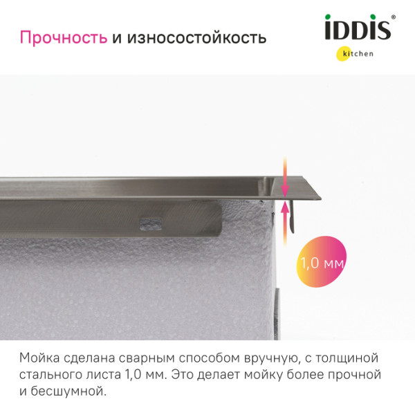 Мойка встраиваемая Iddis Haze 49x510x21 Haze с сифоном графит (HAZ49GMi77)