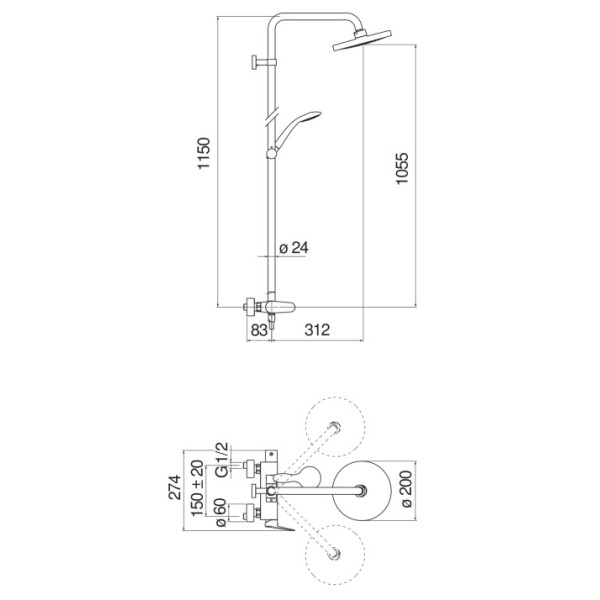 Душевая система Nobili Blues хром (BS101130/30CR) Душевая система Nobili Blues хром (BS101130/30CR)