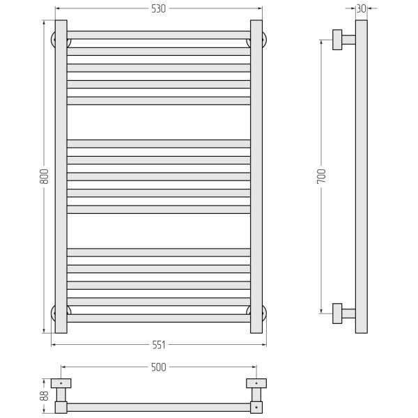 Полотенцесушитель водяной Сунержа Модус PRO 800х500 хром (00-0450-8050)