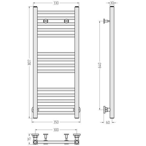 Полотенцесушитель водяной Сунержа Модус 800x300 матовый белый (30-0250-8030)