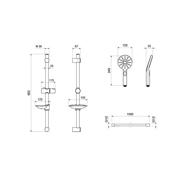 Комплект смесителей Aquatek Оберон Set 3 в 1 (AQ1210MB+AQ1260MB+AQ2014MB) черный матовый (AQ1231MB)