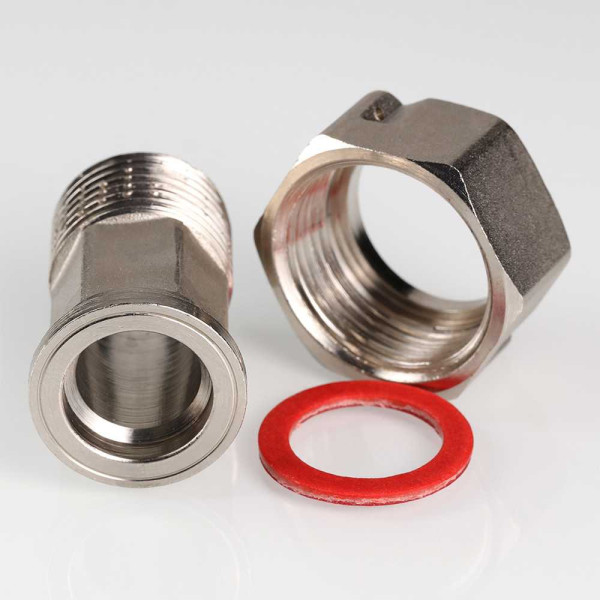 Сгон с накидной гайкой 3/4"х1" Valtec (никель) (VTr.611.N.0005) Сгон с накидной гайкой 3/4"х1" Valtec (никель) (VTr.611.N.0005)