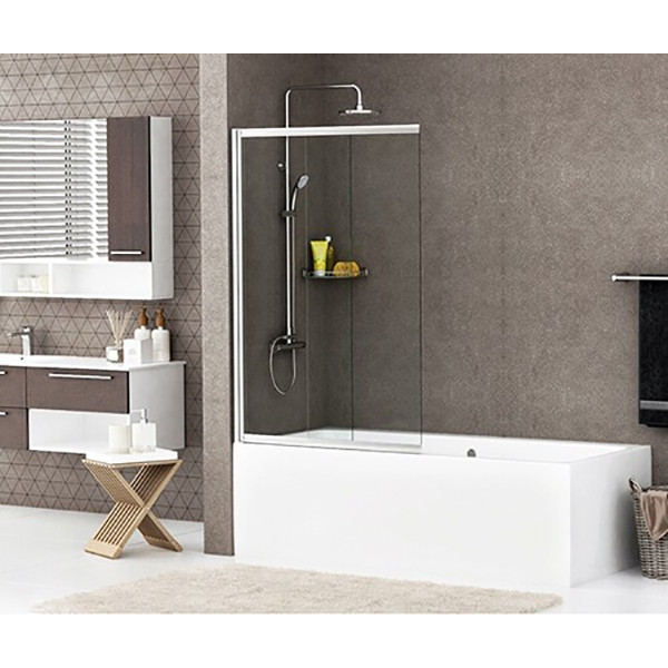 Душевая шторка для ванн WasserKraft Main 100*140 стекло прозрачное, профиль хром (41S02-100WS)