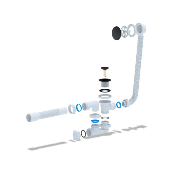 Обвязка для ванны АНИ с выпуском 1 1/2"*40 клик-клак, с гибкой трубой 375*40/50 (черный) АНИ пласт (EC255BL)