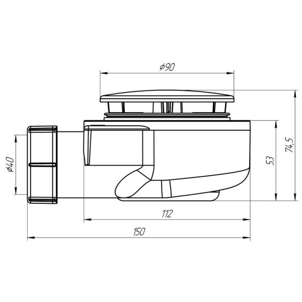 Сифон для душевого поддона АНИ 1 1/2"*60 (h=55 мм.) хром АНИ пласт (E550C)