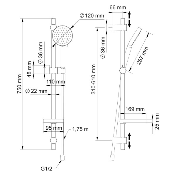 Душевой гарнитур Swedbe Hermes черный (5107B)