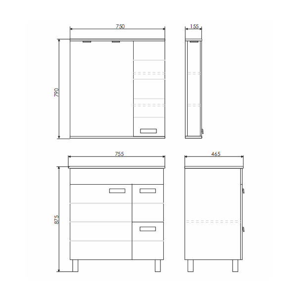 Тумба напольная Comforty Модена М 755x875x465 белый матовый с раковиной (00-00001484) Тумба напольная Comforty Модена М 755x875x465 белый матовый с раковиной (00-00001484)
