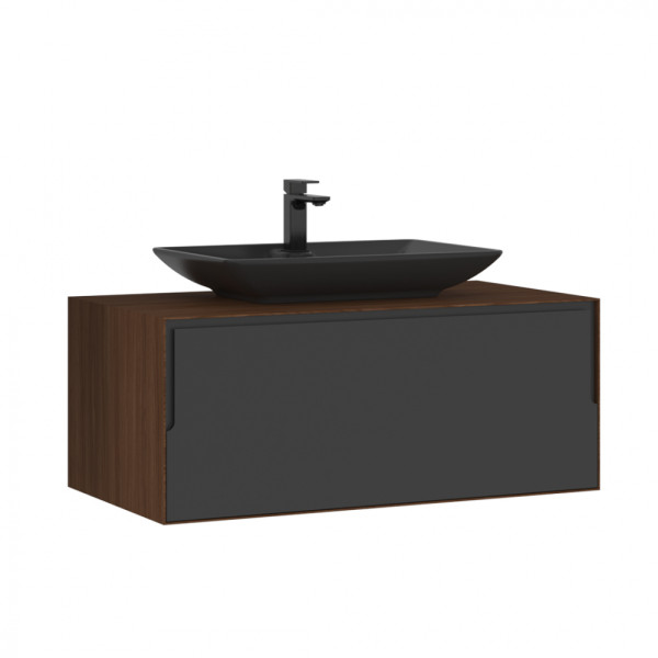 Тумба подвесная Orka Craft 1000x500x400 с раковиной орех/антрацит (5001125) Тумба подвесная Orka Craft 1000x500x400 с раковиной орех/антрацит (5001125)