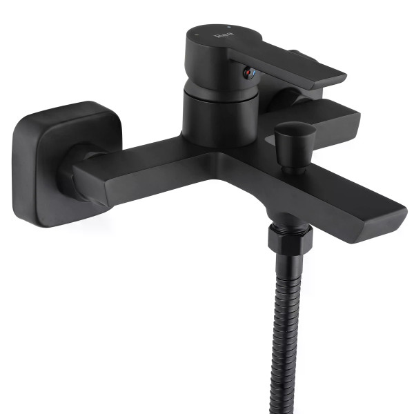 Смеситель для раковины Rea Argus с душевым комплектом черный матовый (REA-B6407) Смеситель для раковины Rea Argus с душевым комплектом черный матовый (REA-B6407)