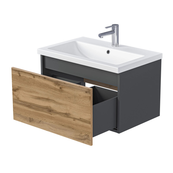 Тумба подвесная 1Marka Aris 590x447x400 антрацит/дуб крафт золотой (Ц0000042279)