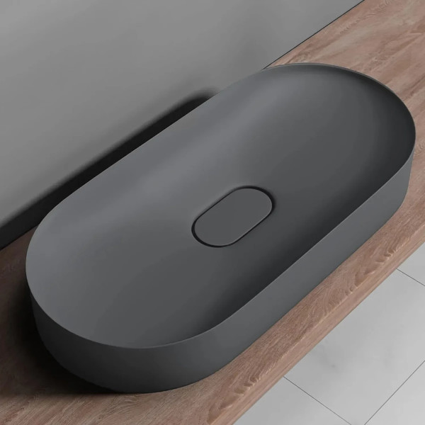 Раковина накладная конгломерат REA Iris grey mat 70x35,5x10,5 серая матовая (REA-U4306)