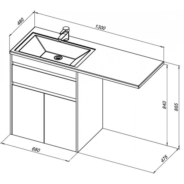 Тумба напольная Aquanet Токио 68 белый (напольная, 1 ящик, 2 дверцы) (00237746)