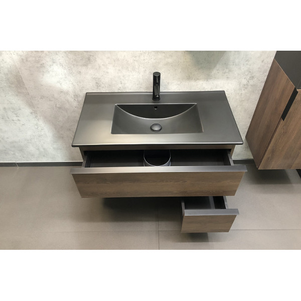 Тумба подвесная с раковиной Comforty Франкфурт 900x465x560 дуб шоколадно-коричневый/черный (00-00002048) Тумба подвесная с раковиной Comforty Франкфурт 900x465x560 дуб шоколадно-коричневый/черный (00-00002048)