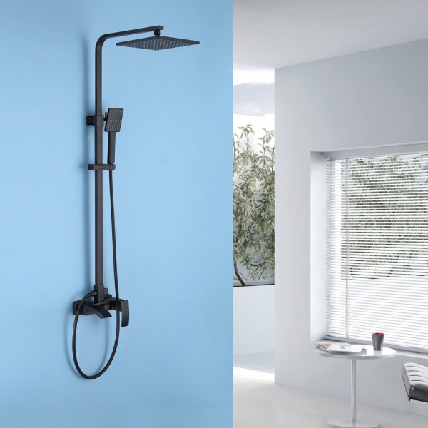 Душевая система Abber Wasserfall с изливом черный матовый (AF8616BL)