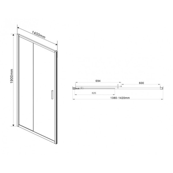 Душевая дверь Vincea Garda VDS-1G 1400х1900 стекло прозрачное, профиль черный (VDS-1G140CLB)