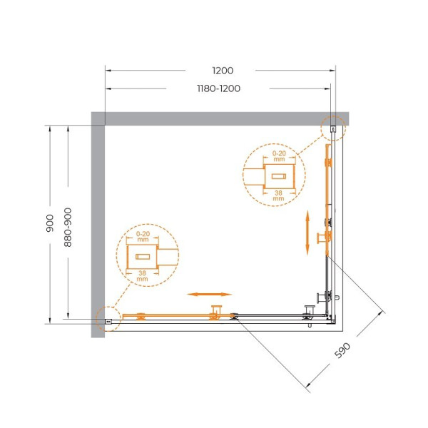 Душевой уголок Cezares Relax 304 120x90x200 стекло прозрачное, профиль хром (RELAX-304-AH-2-120/90-C-CR)