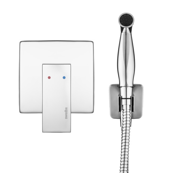 Смеситель с гигиеническим душем встраиваемый Swedbe Platta хром (5526)