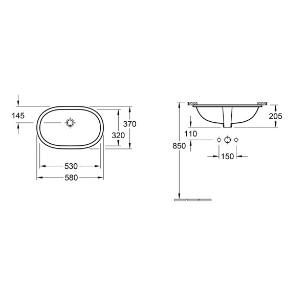 Раковина врезная Villeroy & Boch O.Novo 53х37 (4162 5001)