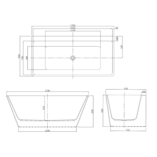 Ванна акриловая Azario Oxford 170x83 (OXF17083)