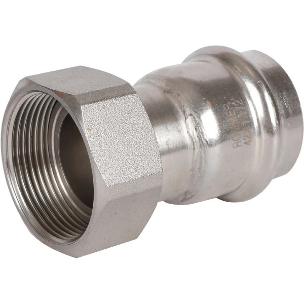 Переход 42х1 1/2"B с накидной гайкой Rommer из нержавеющей стали (пресс) (RSS-0026-042112) Переход 42х1 1/2"B с накидной гайкой Rommer из нержавеющей стали (пресс) (RSS-0026-042112)