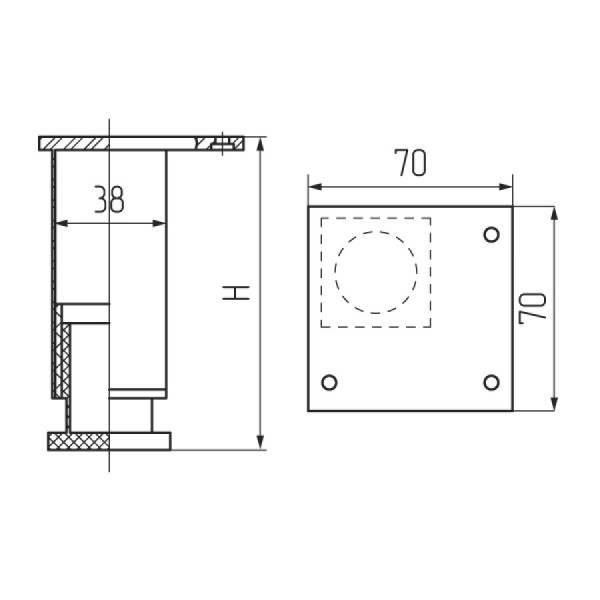 Ножки для мебели Aquaton Aqua 3,8x3,8x23 серый (1.A280.8.03S.D00.0)