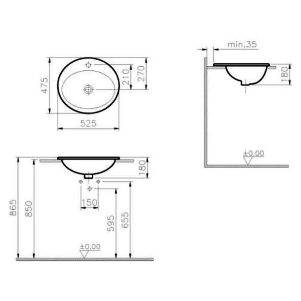 Раковина встраиваемая Vitra S20 52х47 (5468B003-0001)