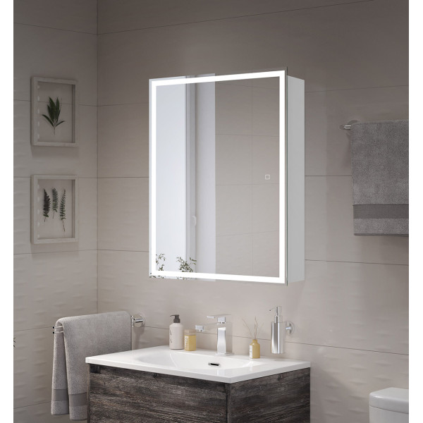 Зеркальный шкаф BelBagno 600x800x150 с одной распашной дверью с двумя стеклянными полками со встроенной подсветкой и сенсорным выключателем (SPC-GRT-6 Зеркальный шкаф BelBagno 600x800x150 с одной распашной дверью с двумя стеклянными полками со встроенной подсветкой и сенсорным выключателем (SPC-GRT-6
