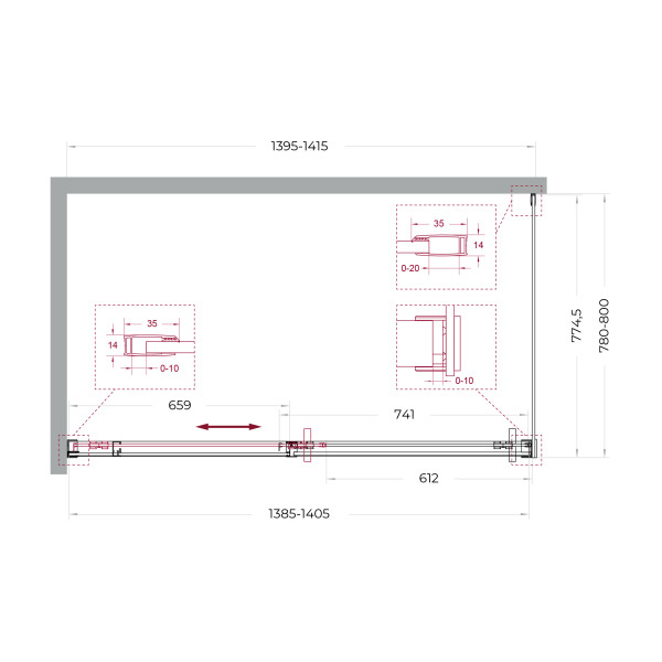 Душевой уголок BelBagno Soft Close-1 140x80x200 стекло прозрачное, профиль оружейная сталь матовая (SOFT_CLOSE-1-AH-1-140/80-C-GM)